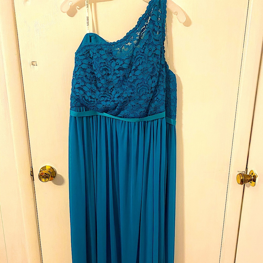 Teal One Shoulder Bridesmaid Dress
